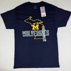 ProEdge Michigan Wolverines Mens Navy Blue Graphic T-Shirt Cotton NWT